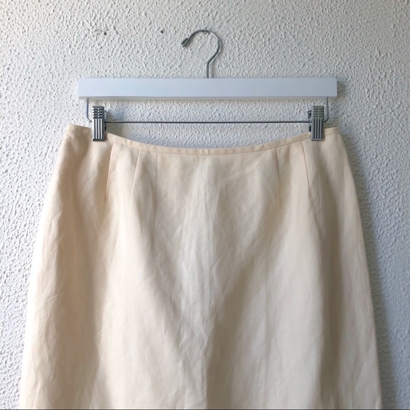 Vintage Kasper Cream Linen Pencil Skirt Size 12P - Picture 2 of 7